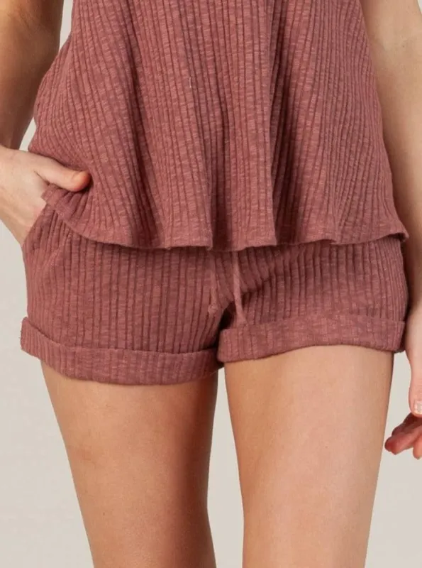 CAMILLA RIBBED SHORTS-CHAI sold by Lucca Couture