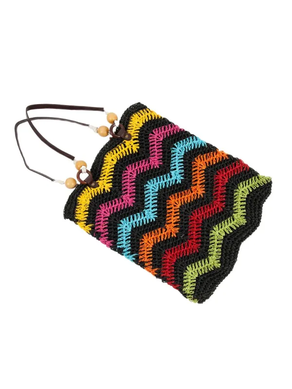 NIFTY CROCHET TOTE-BLACK MULTI made by Lucca Couture