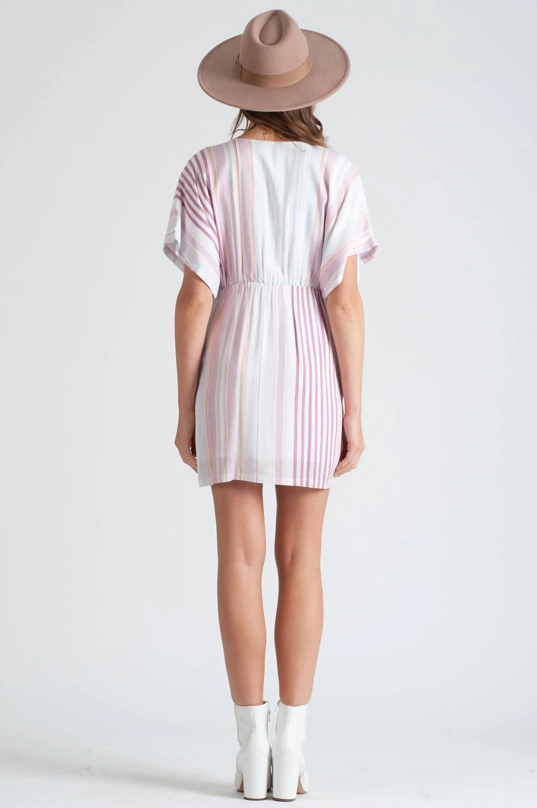 LIZ MULTISTRIPED SURPLICE DRESS-MULTI sold by Lucca Couture product image thumbnail 3