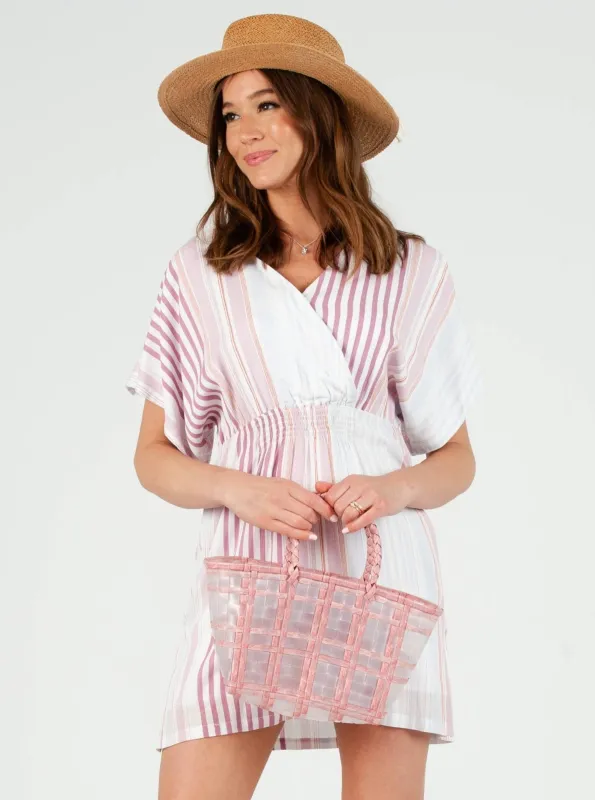LIZ MULTISTRIPED SURPLICE DRESS-MULTI sold by Lucca Couture