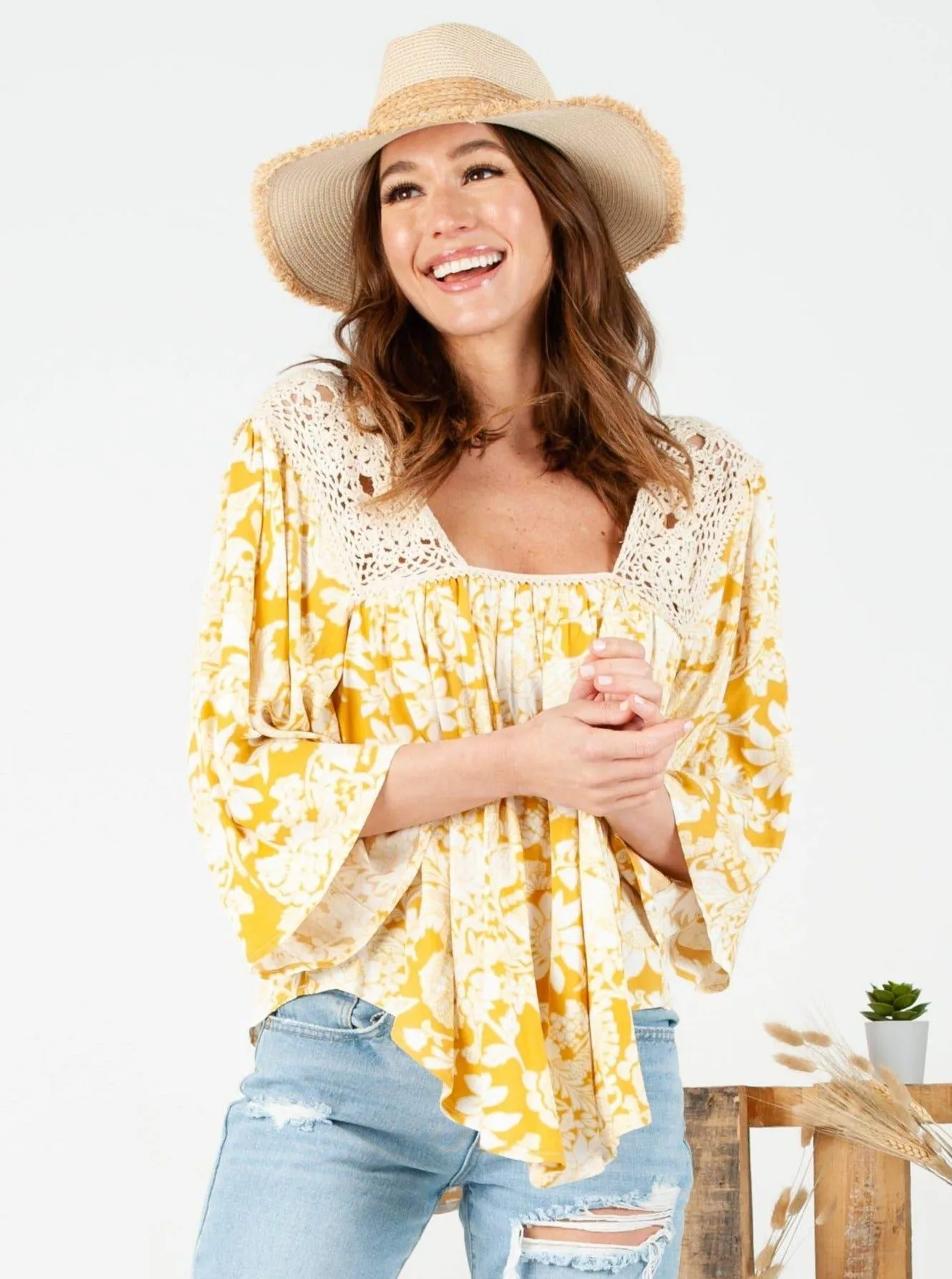 PRANA CHROCHET TRIM TOP-SUNNY sold by Lucca Couture