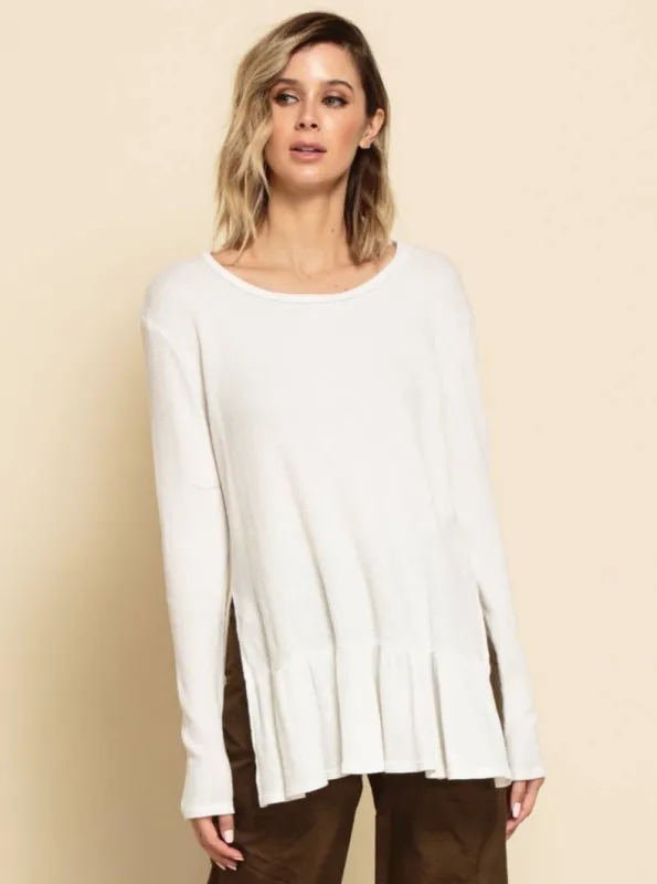 JOURNEY PEPLUM KNIT TUNIC-WHITE sold by Lucca Couture