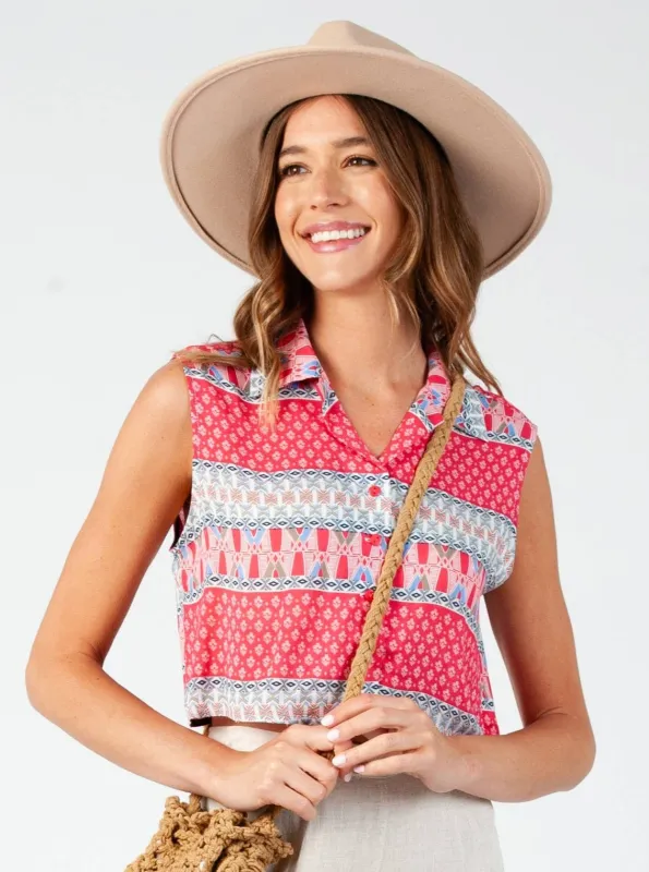 VIRI OPEN BACK CROP TOP-RED sold by Lucca Couture