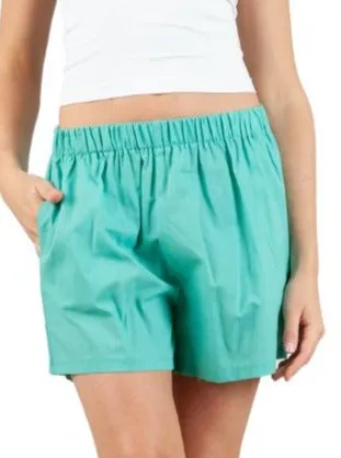 BAHAMA MAMA LINEN SHORTS-AQUA GREEN sold by Lucca Couture