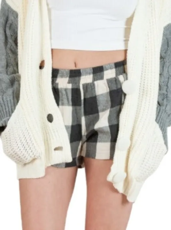 BUFFALO PLAID SHORTS-CHARCOAL PLAID sold by Lucca Couture