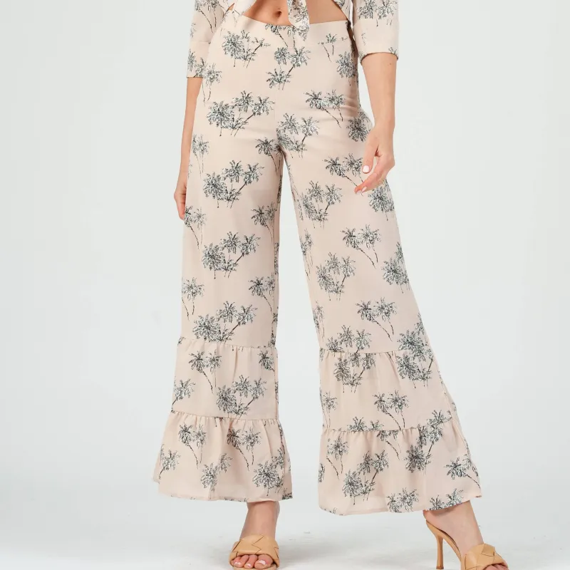 SABLE WIDE LEG PANTS-SANDY PALM sold by Lucca Couture