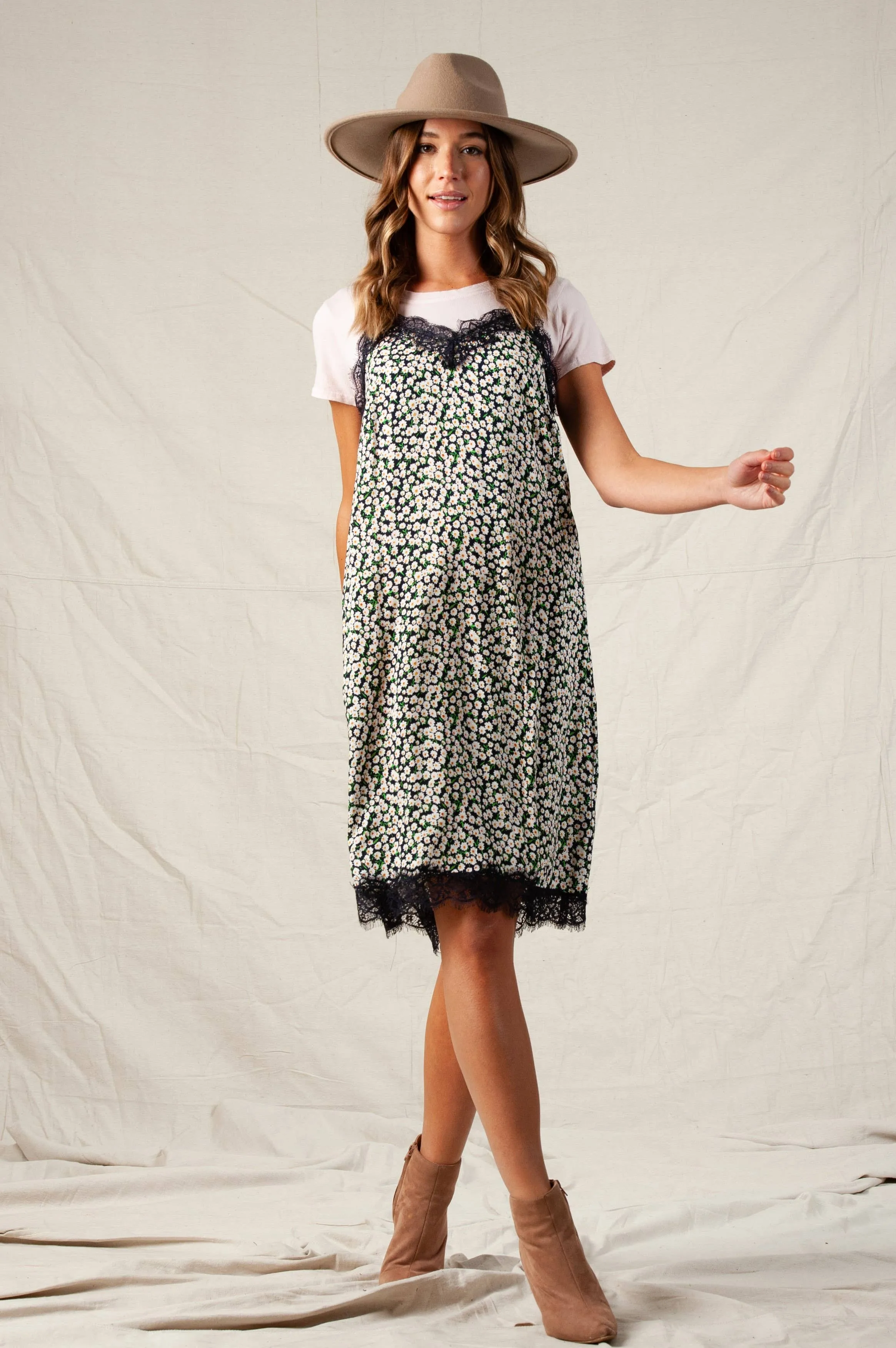 ASTRID DITSY SLIP DRESS-NAVY sold by Lucca Couture product image thumbnail 2