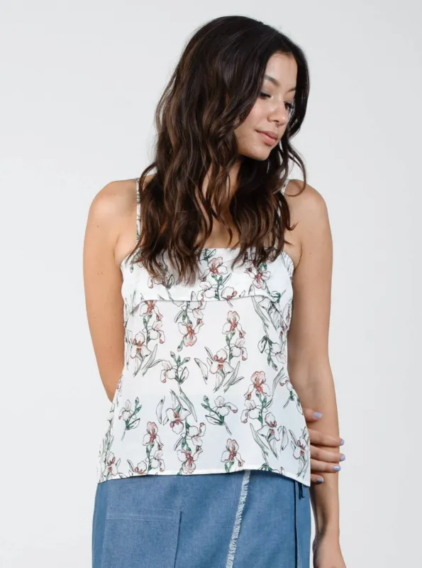 REVERSIBLE LACE UP CAMI-WHITE FLORAL sold by Lucca Couture