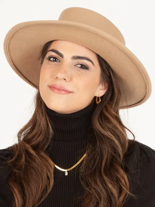 MILO WOOL BOATER HAT-TAN sold by Lucca Couture