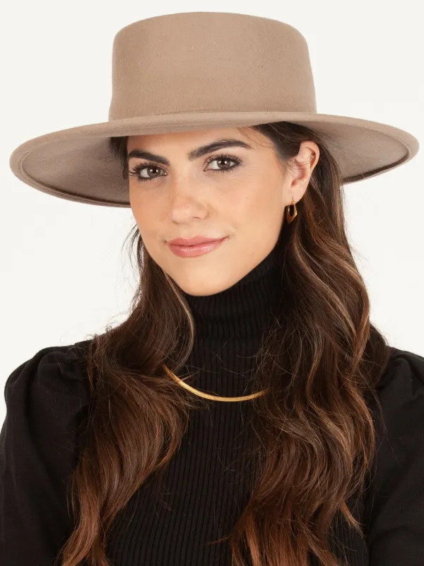 MILO WOOL BOATER HAT-KHAKI sold by Lucca Couture