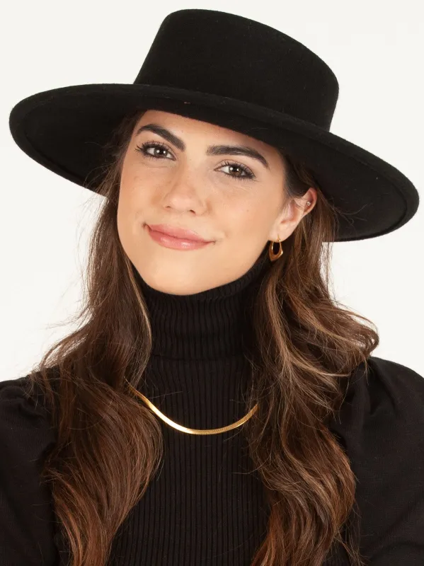 MILO WOOL BOATER HAT-BLACK sold by Lucca Couture