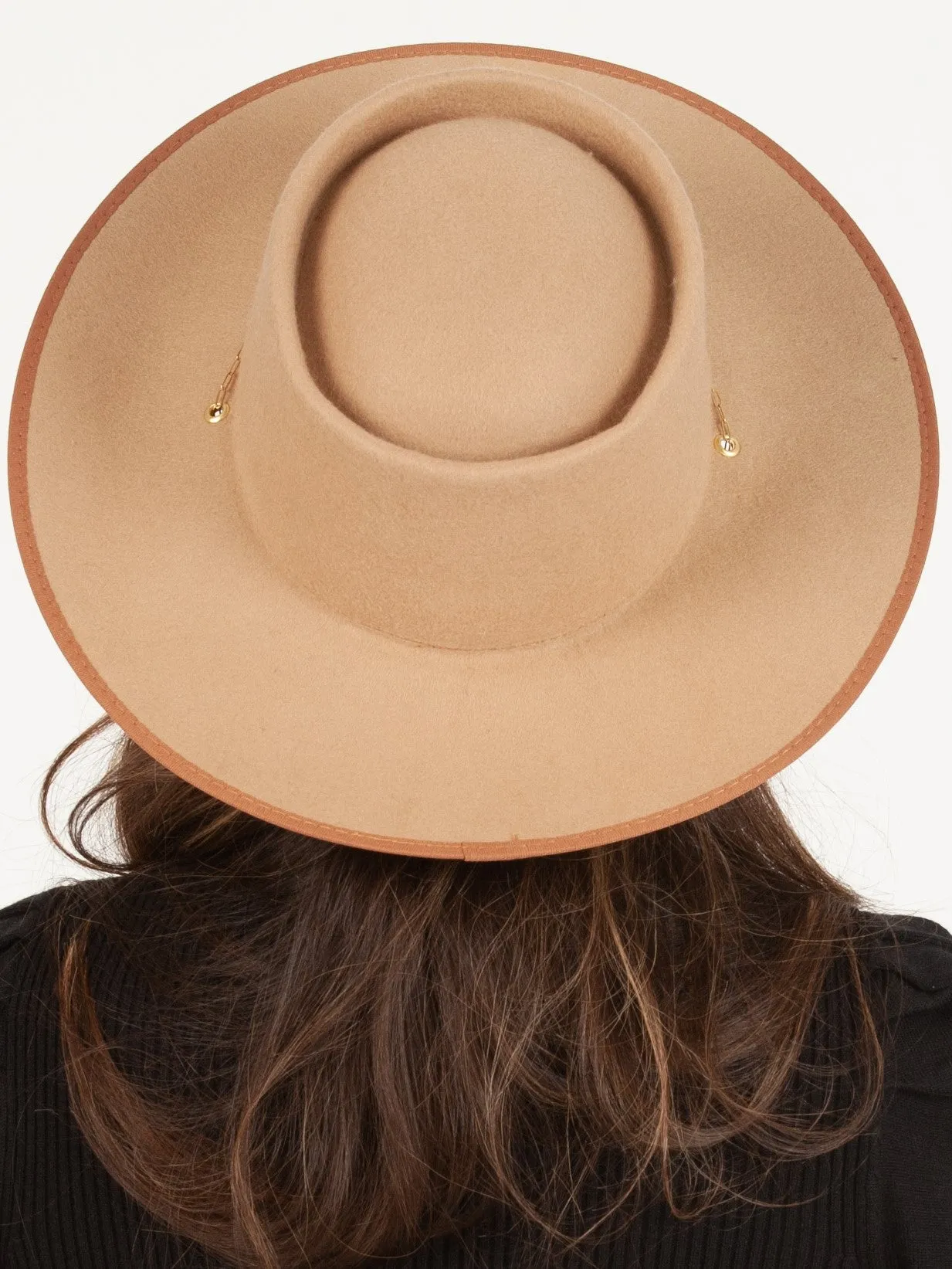 CHARLIE WOOL BOATER HAT W/ PAPERCLIP CHAIN-TAN sold by Lucca Couture product image thumbnail 3