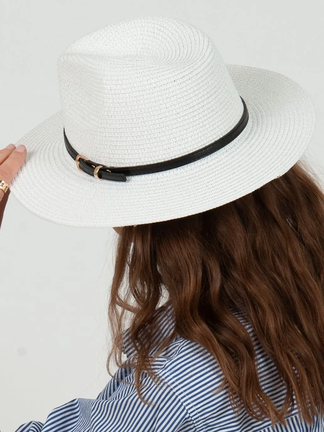MOONDOGIE STRAW FEDORA-WHITE sold by Lucca Couture product image thumbnail 2