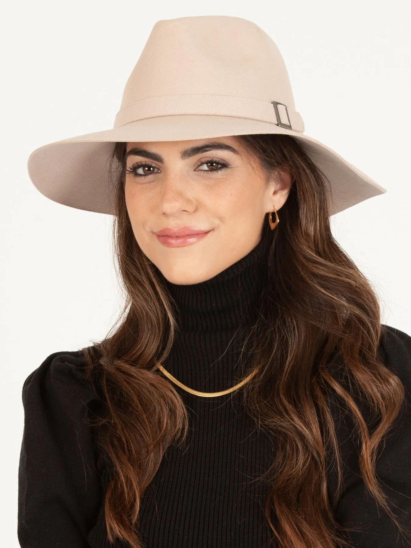 MARSEILLE BUCKLE TRIM WOOL FEDORA-BEIGE sold by Lucca Couture product image thumbnail 4