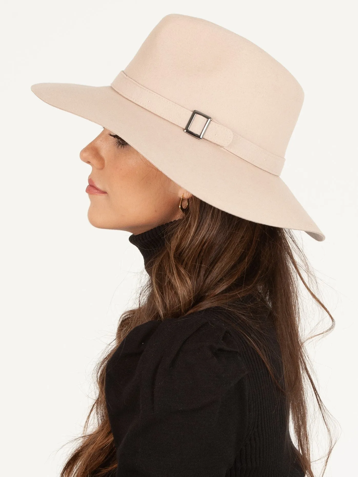 MARSEILLE BUCKLE TRIM WOOL FEDORA-BEIGE sold by Lucca Couture product image thumbnail 2