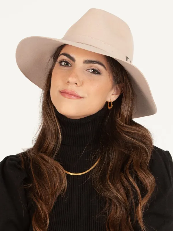 MARSEILLE BUCKLE TRIM WOOL FEDORA-BEIGE sold by Lucca Couture