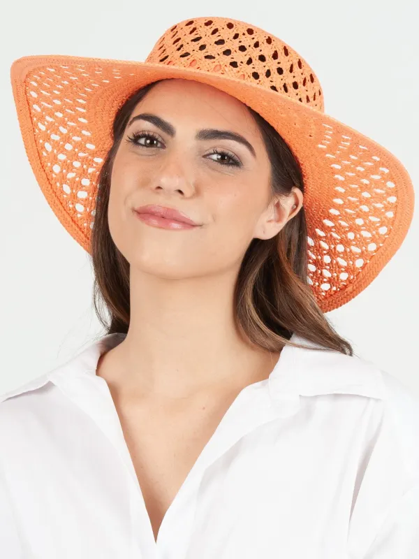 SUMMER SUN RATTAN BOATER HAT-APRICOT sold by Lucca Couture