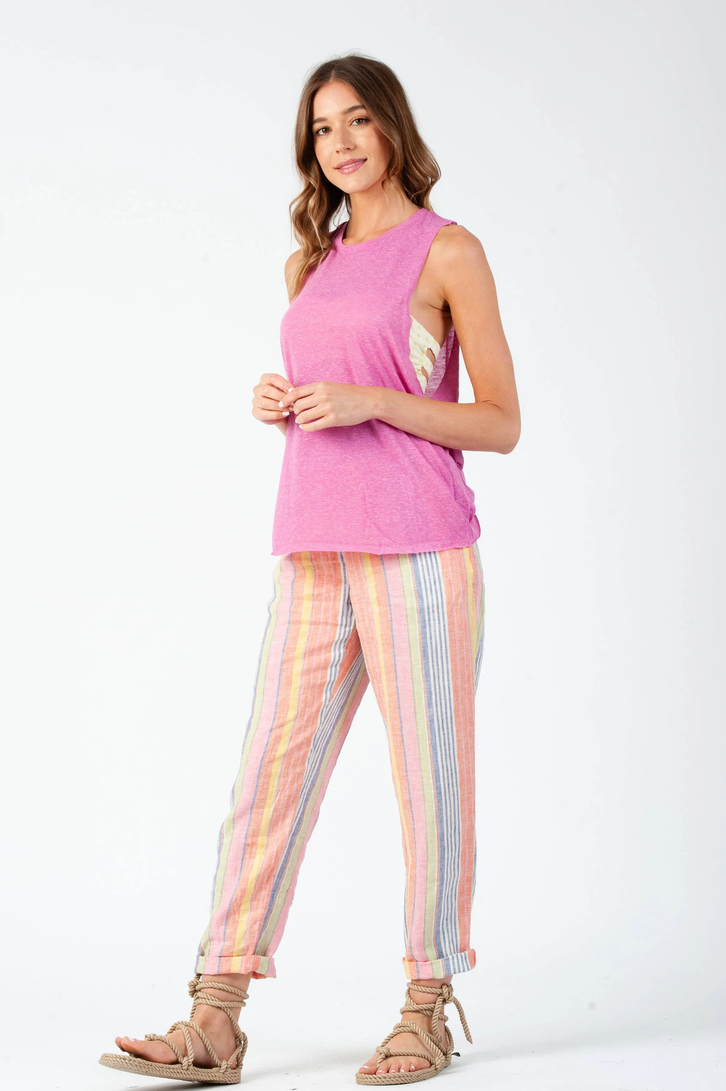 LIZ DROPPED ARMHOLE TANK-FUSCHIA sold by Lucca Couture product image thumbnail 2