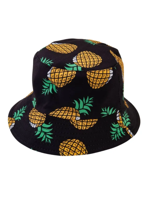 DOLE PINEAPPLE BUCKET HAT-BLACK sold by Lucca Couture