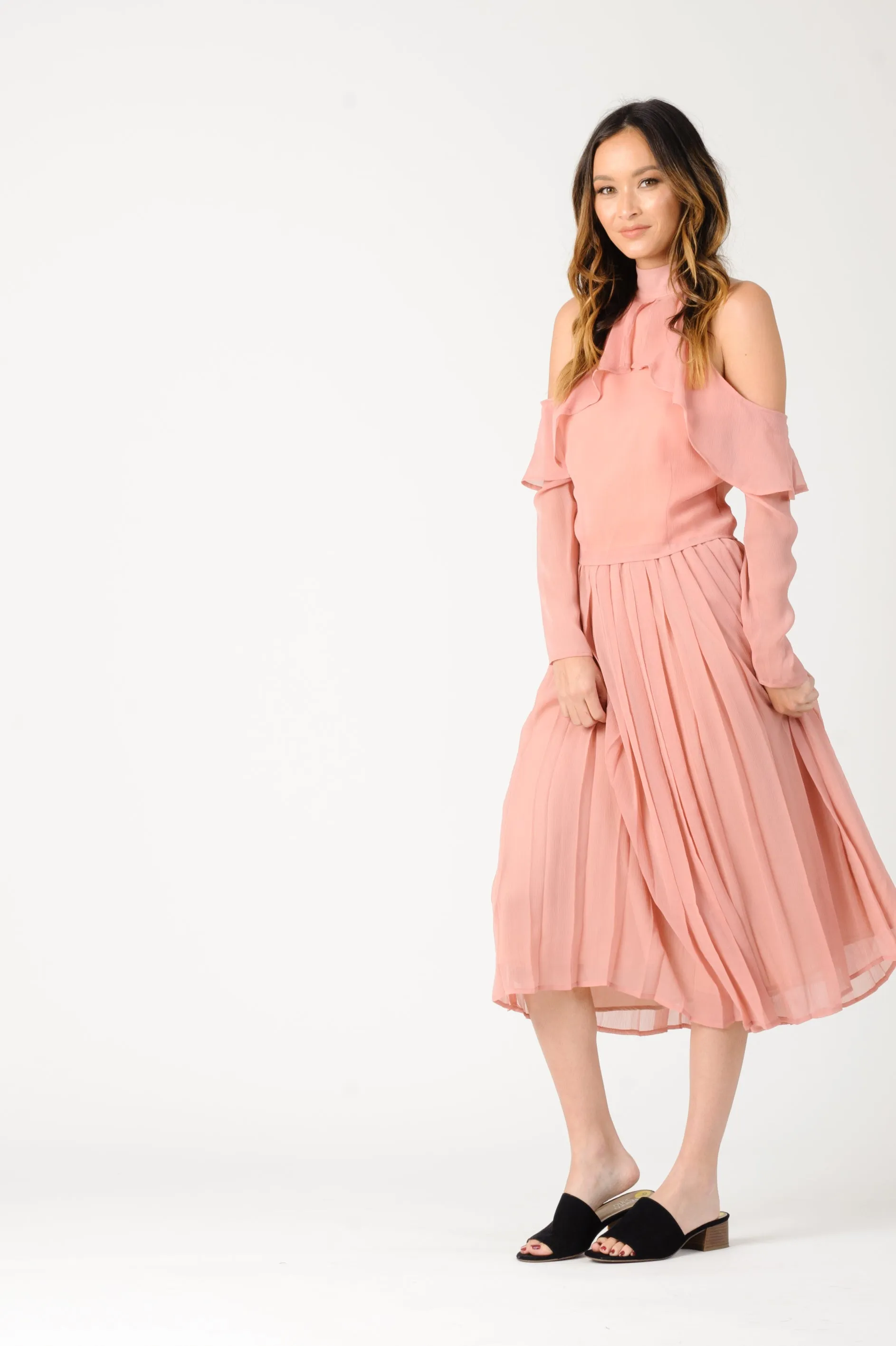 MIA COLD SHOULDER TOP-BLUSH sold by Lucca Couture product image thumbnail 2