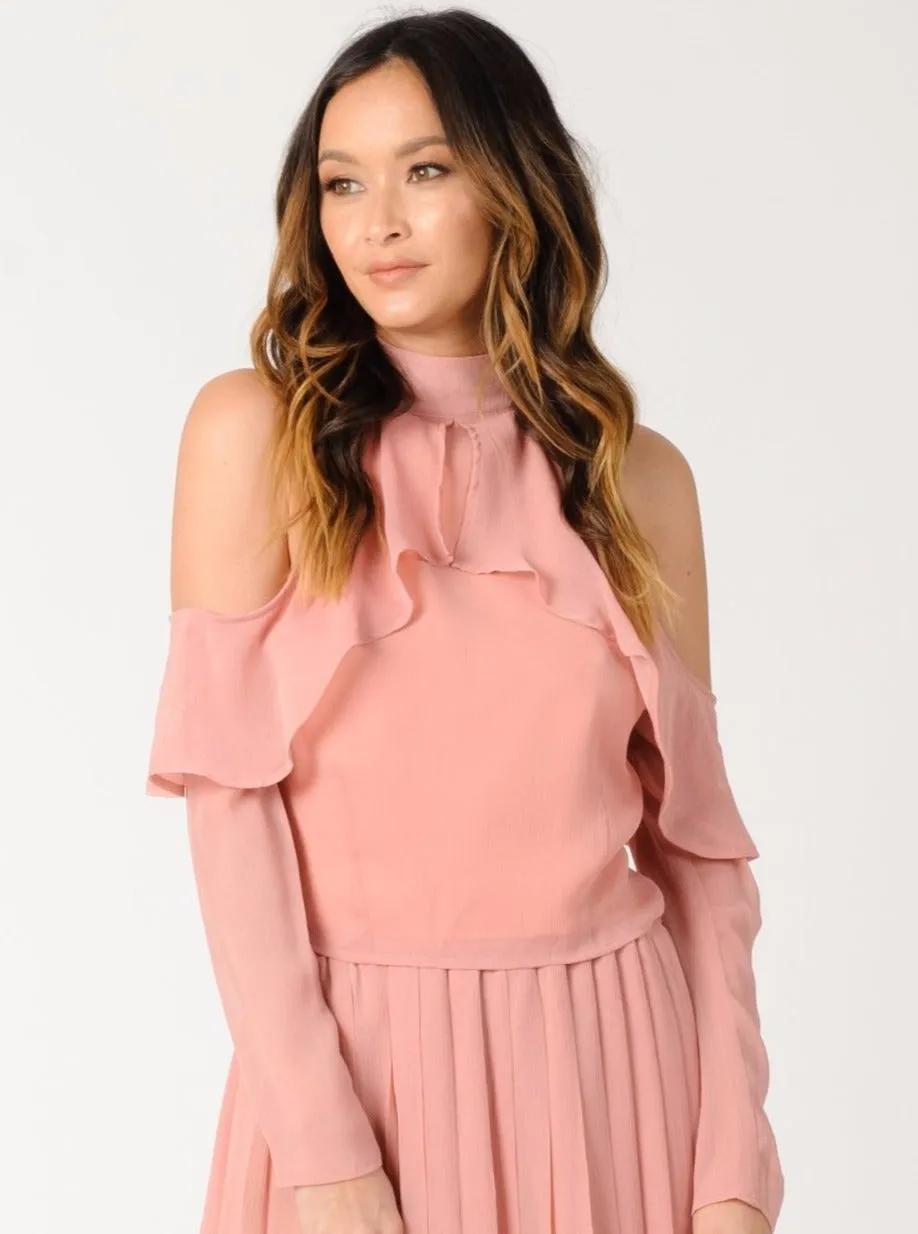 MIA COLD SHOULDER TOP-BLUSH sold by Lucca Couture