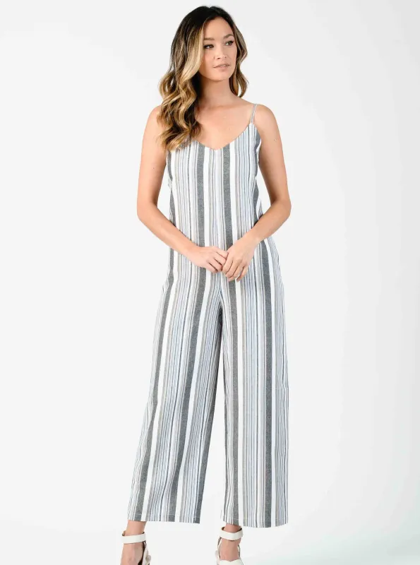 MOJAVE JUMPSUIT-NAVY WHITE STRIPE sold by Lucca Couture