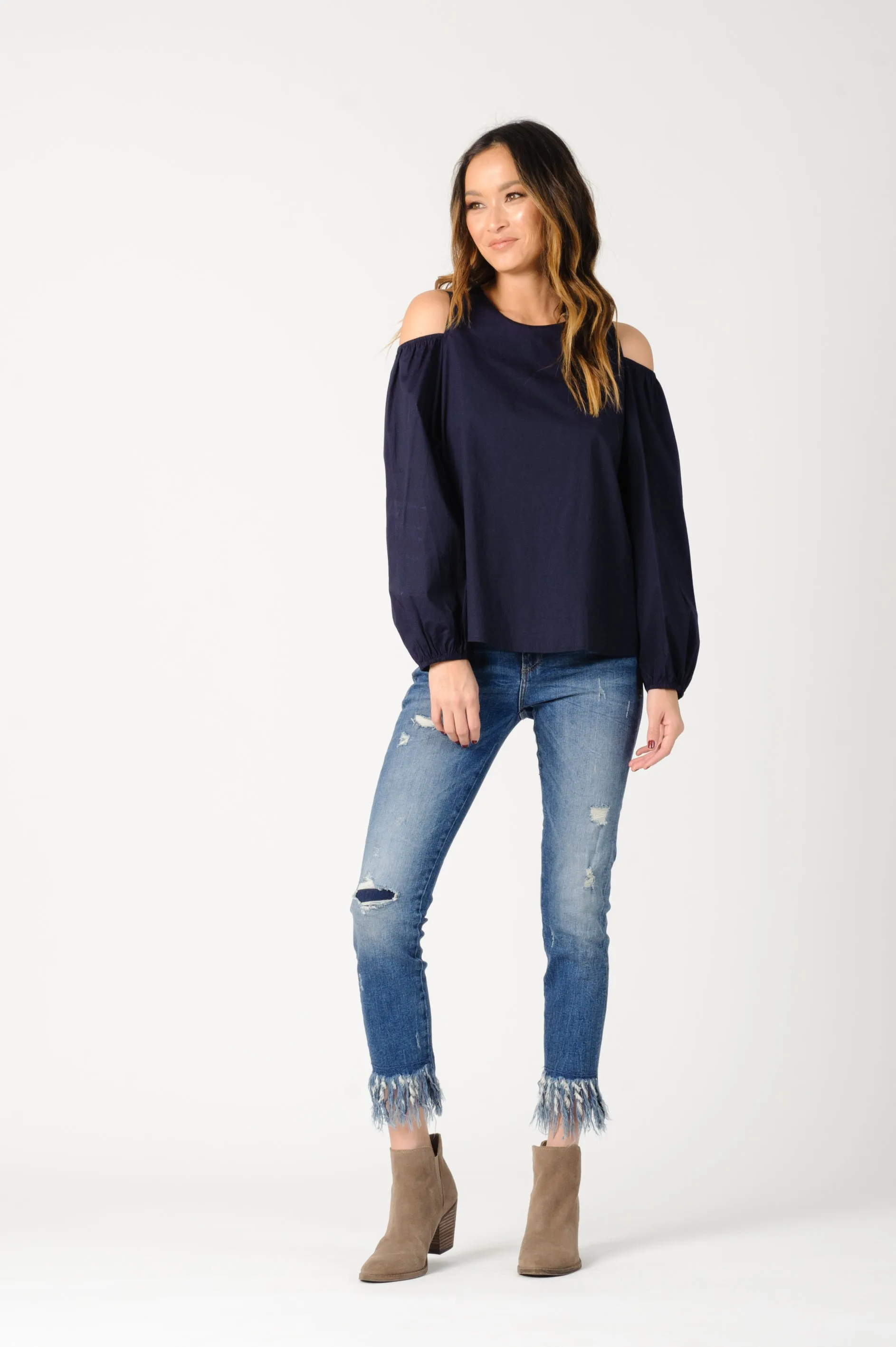 MICHELLE COLD SHOULDER TOP-NAVY sold by Lucca Couture product image thumbnail 2