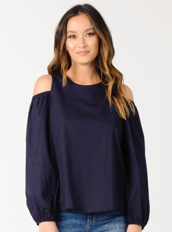 MICHELLE COLD SHOULDER TOP-NAVY sold by Lucca Couture