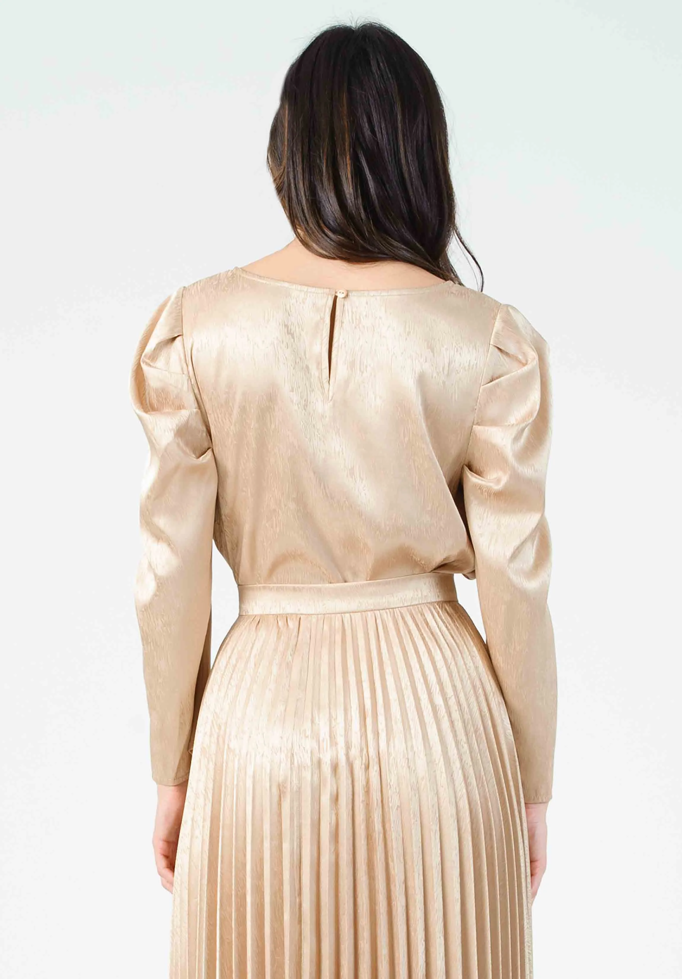 MOET PUFF SLEEVE BLOUSE-CHAMPAGNE ZEBRA sold by Lucca Couture product image thumbnail 4