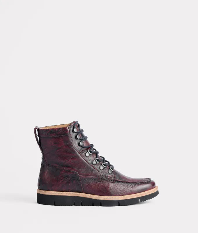 Ridgeline Exotic Lace Up Boot :: Black Cherry made by Lucchese
