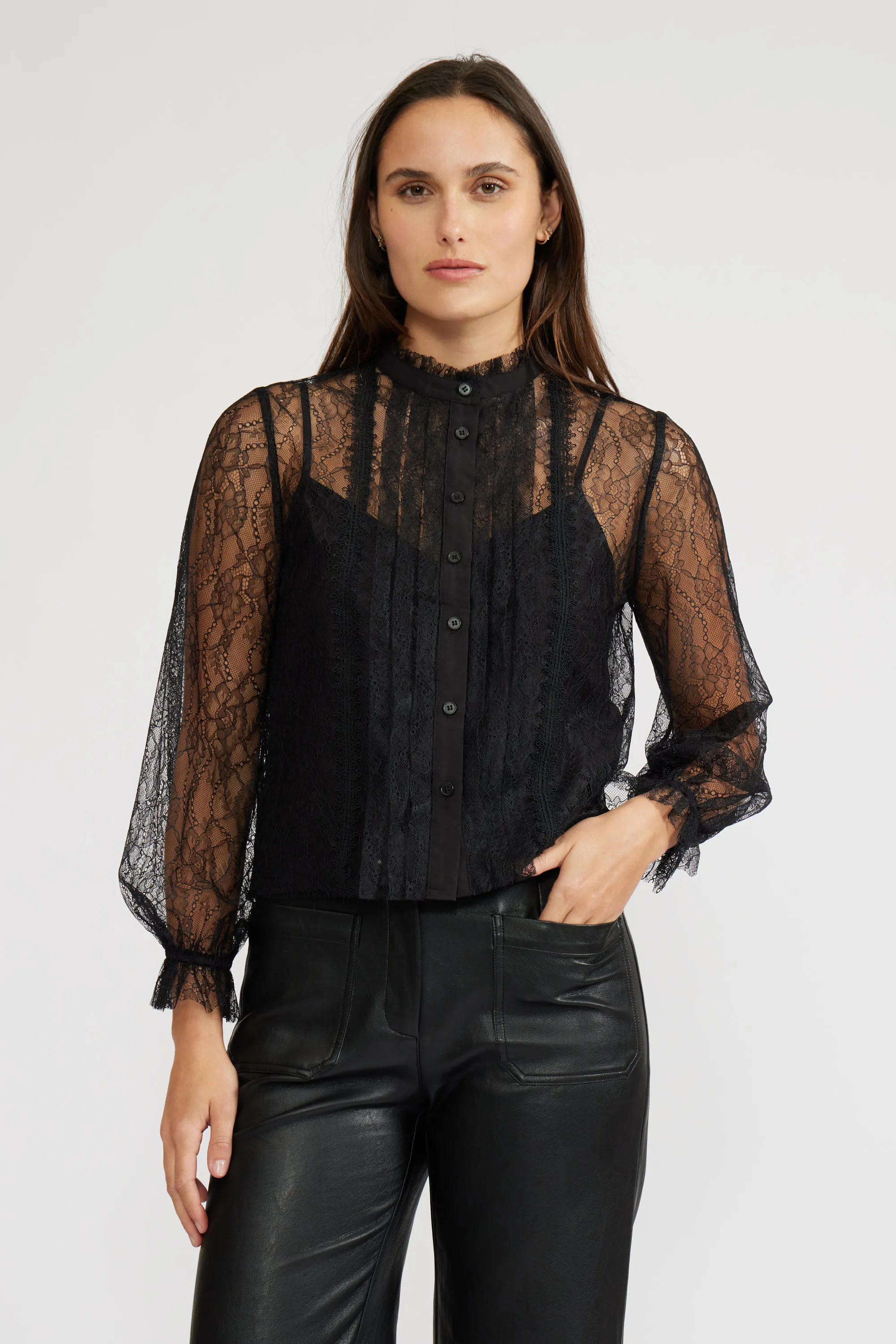 Lizette Lace Top - Black sold by Lucy Paris