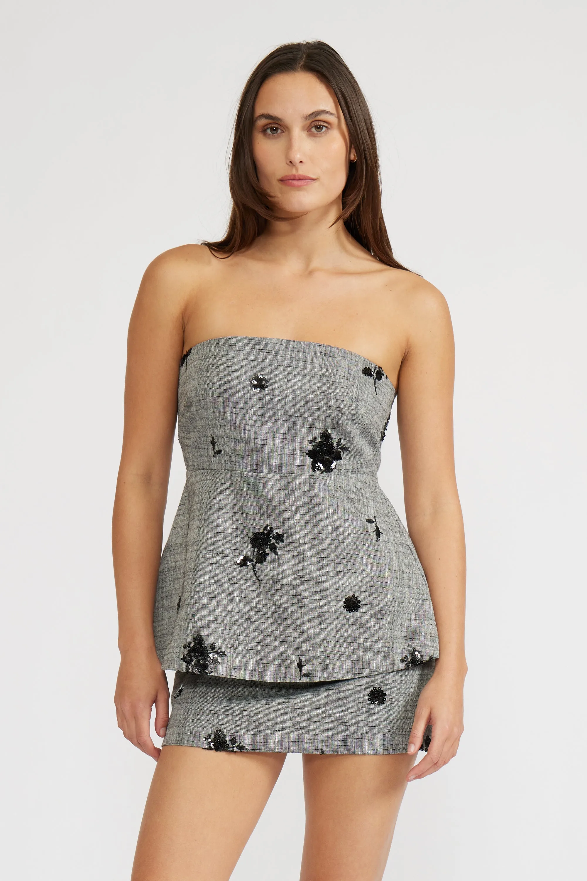 Stefania Mini Skirt - Grey sold by Lucy Paris product image thumbnail 4