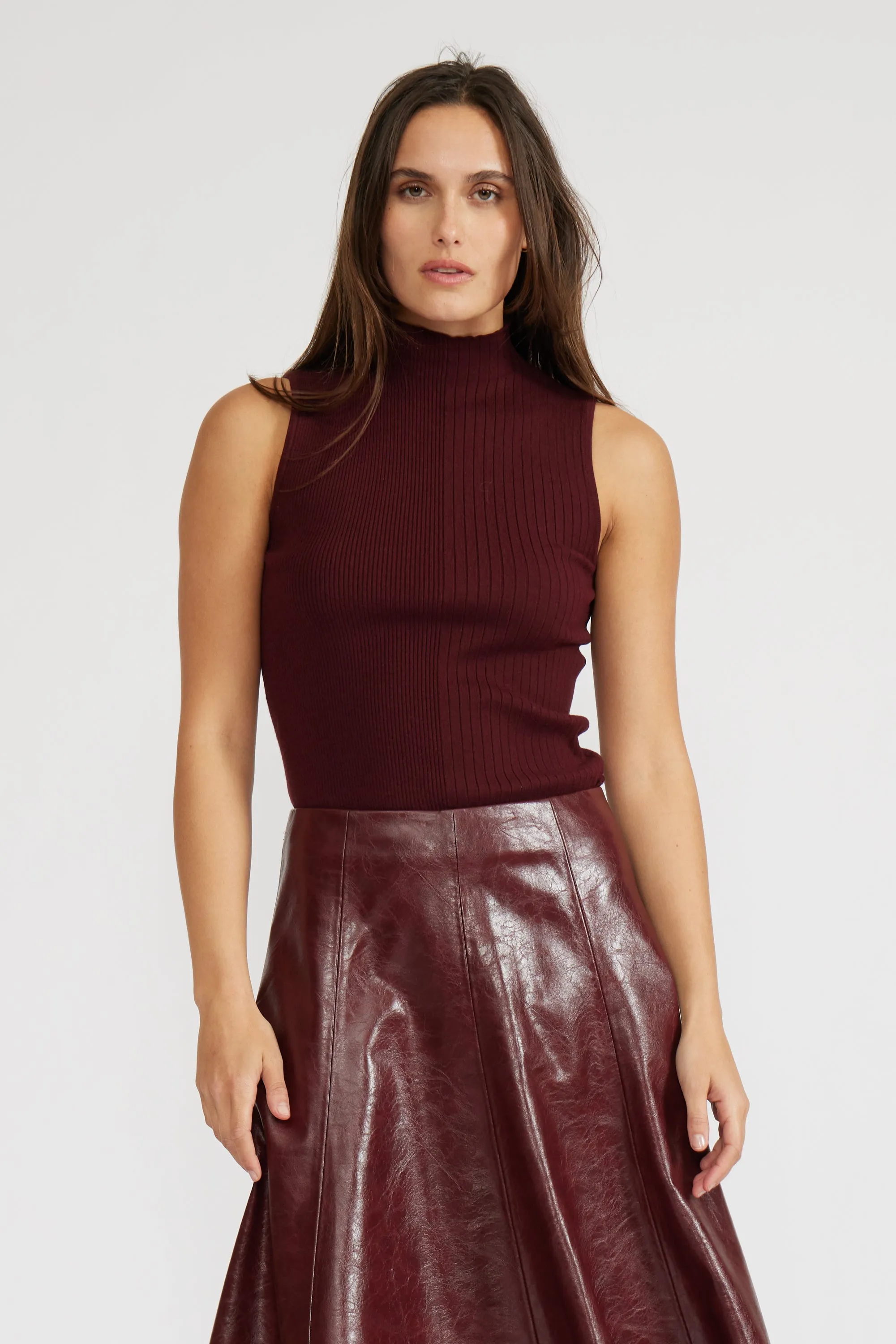 Marcel Knit Top - Burgundy sold by Lucy Paris