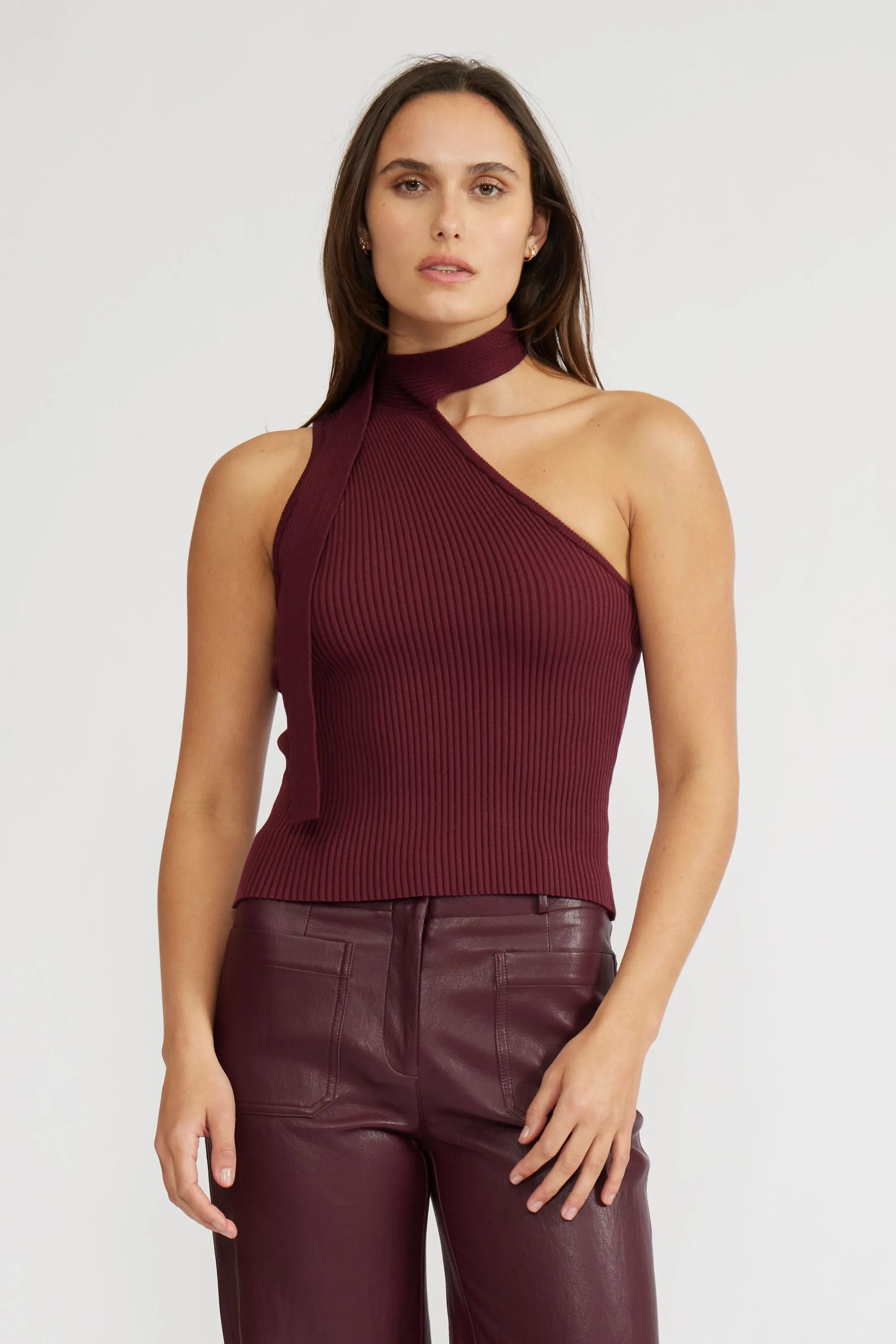 Selah Knit Top - Burgundy sold by Lucy Paris