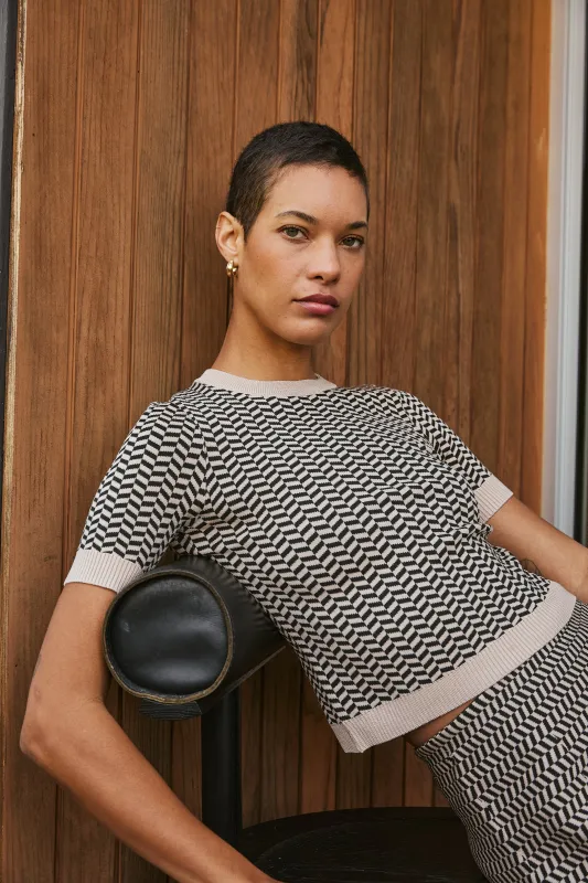 Warren Knit Top - Black Tan sold by Lucy Paris