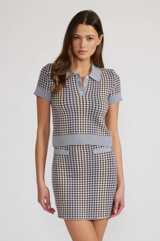 Vivian Knit Top - Blue sold by Lucy Paris