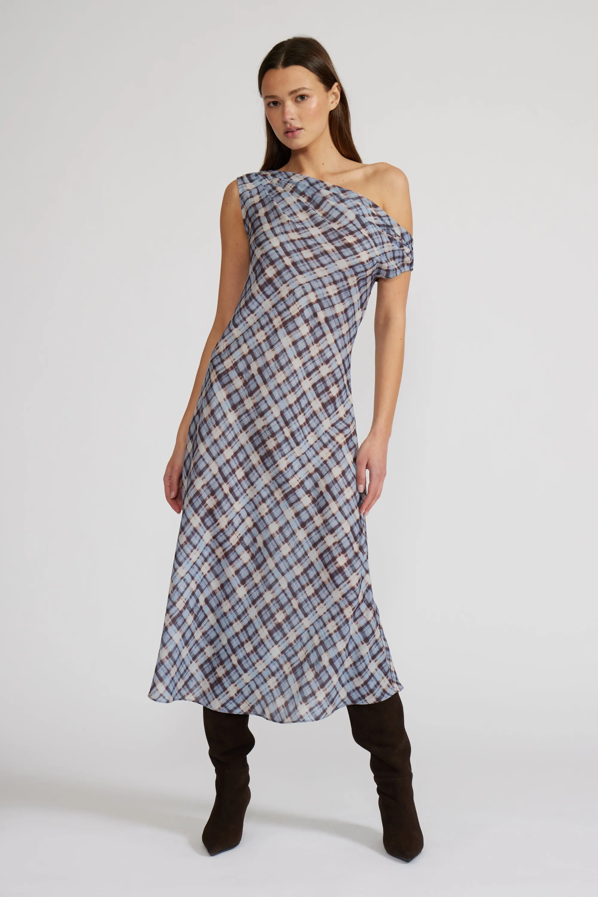 Ace Asymmetrical Dress - Blue Plaid sold by Lucy Paris product image thumbnail 2