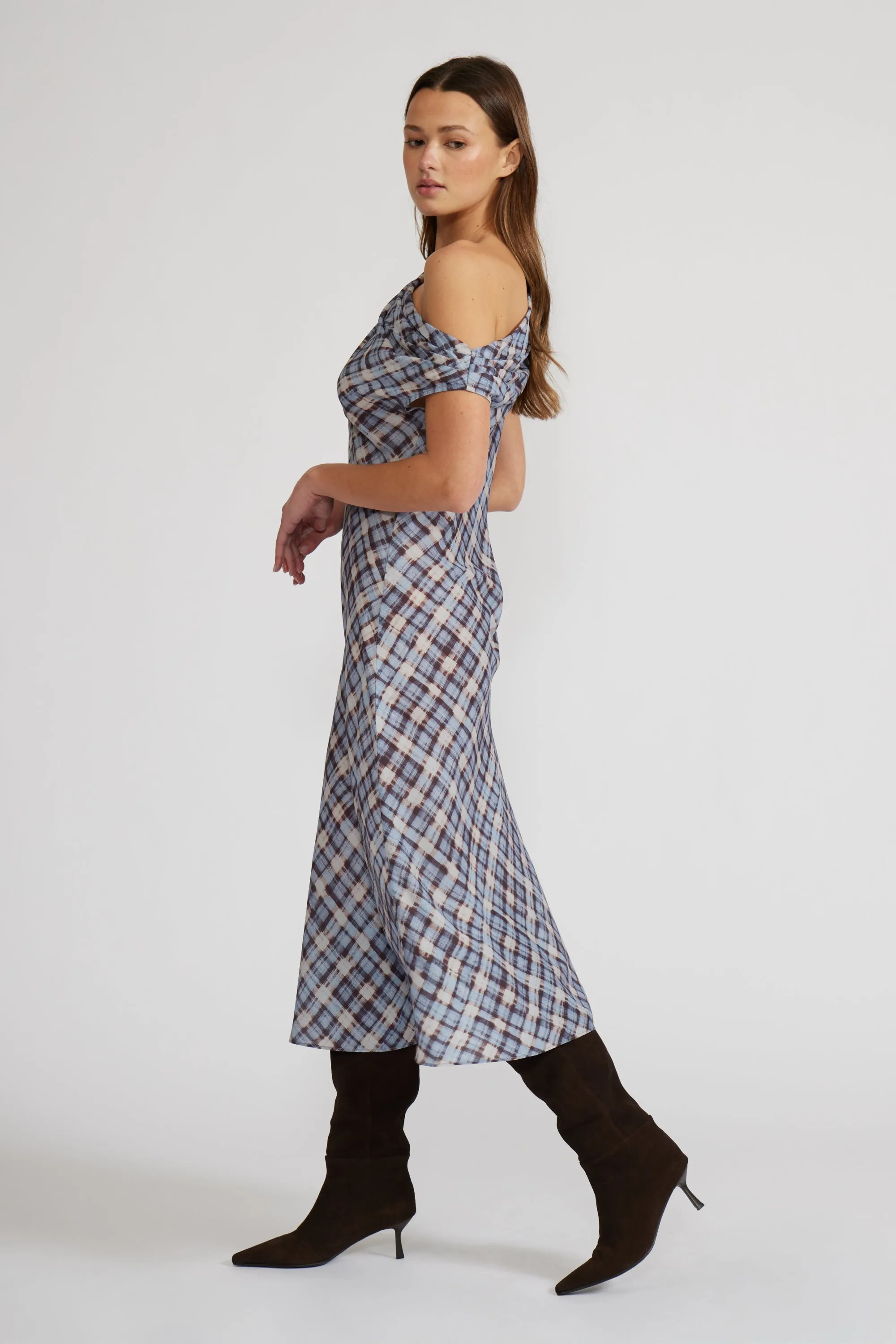 Ace Asymmetrical Dress - Blue Plaid sold by Lucy Paris product image thumbnail 3