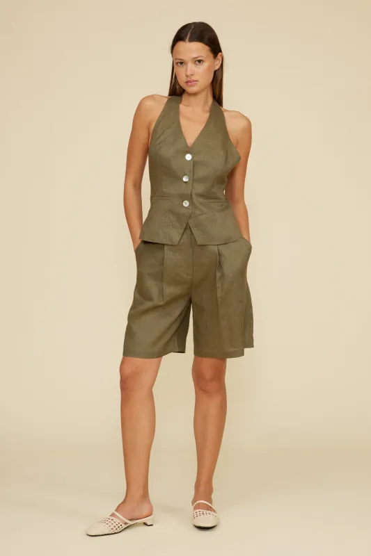 Inaya Halter Vest - Olive sold by Lucy Paris