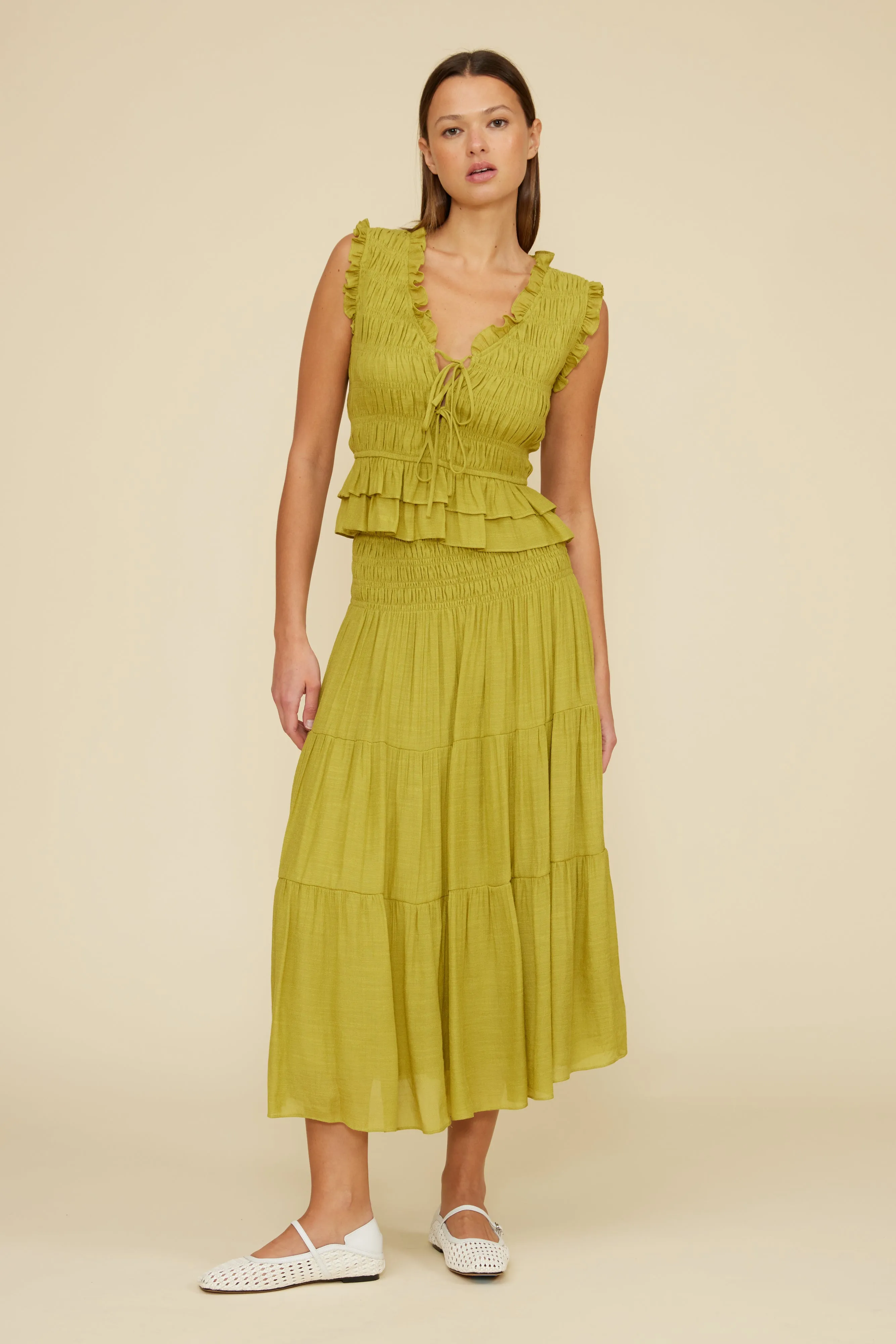 Tropez Smocked Skirt - Chartreuse sold by Lucy Paris product image thumbnail 4