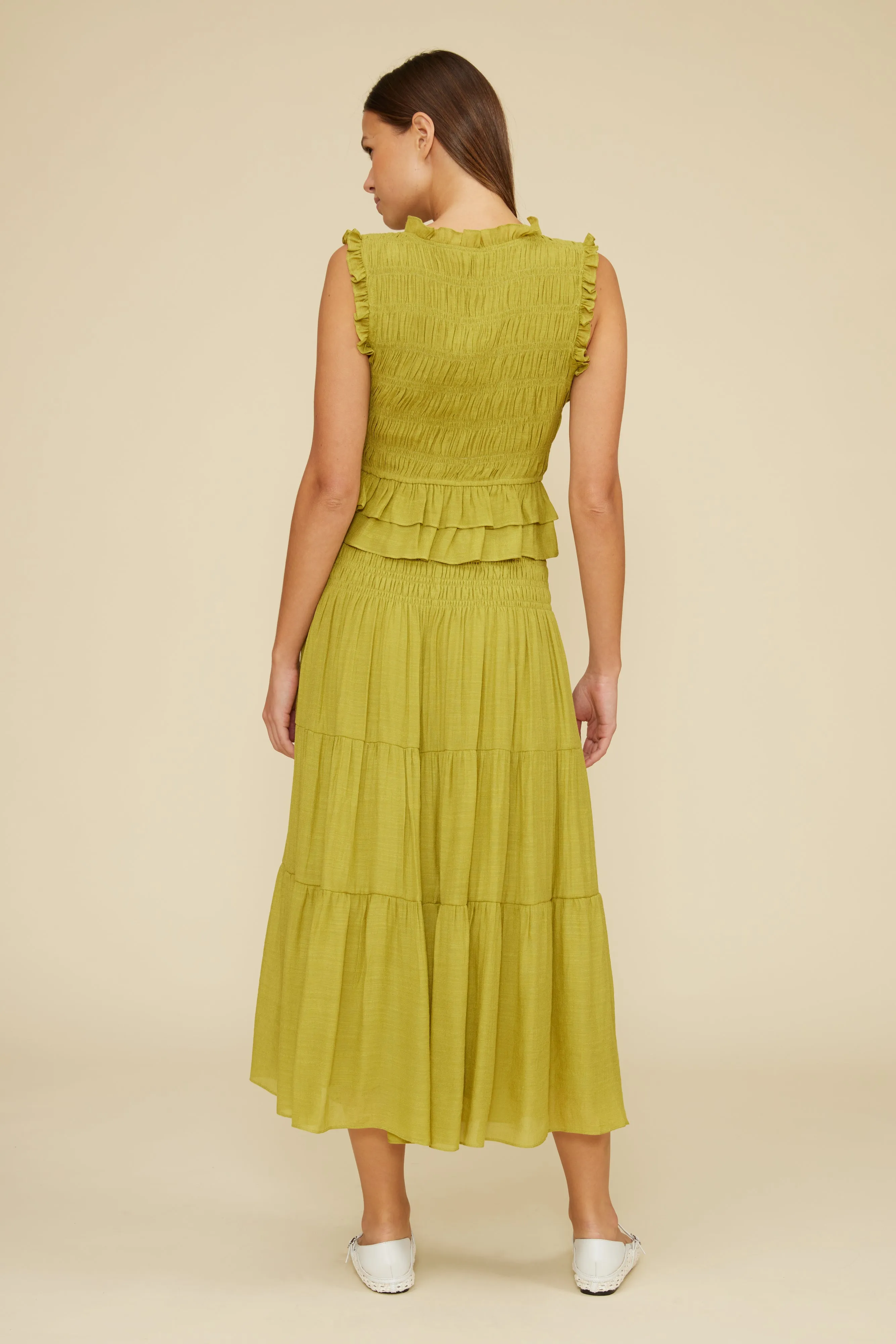 Tropez Smocked Skirt - Chartreuse sold by Lucy Paris product image thumbnail 3