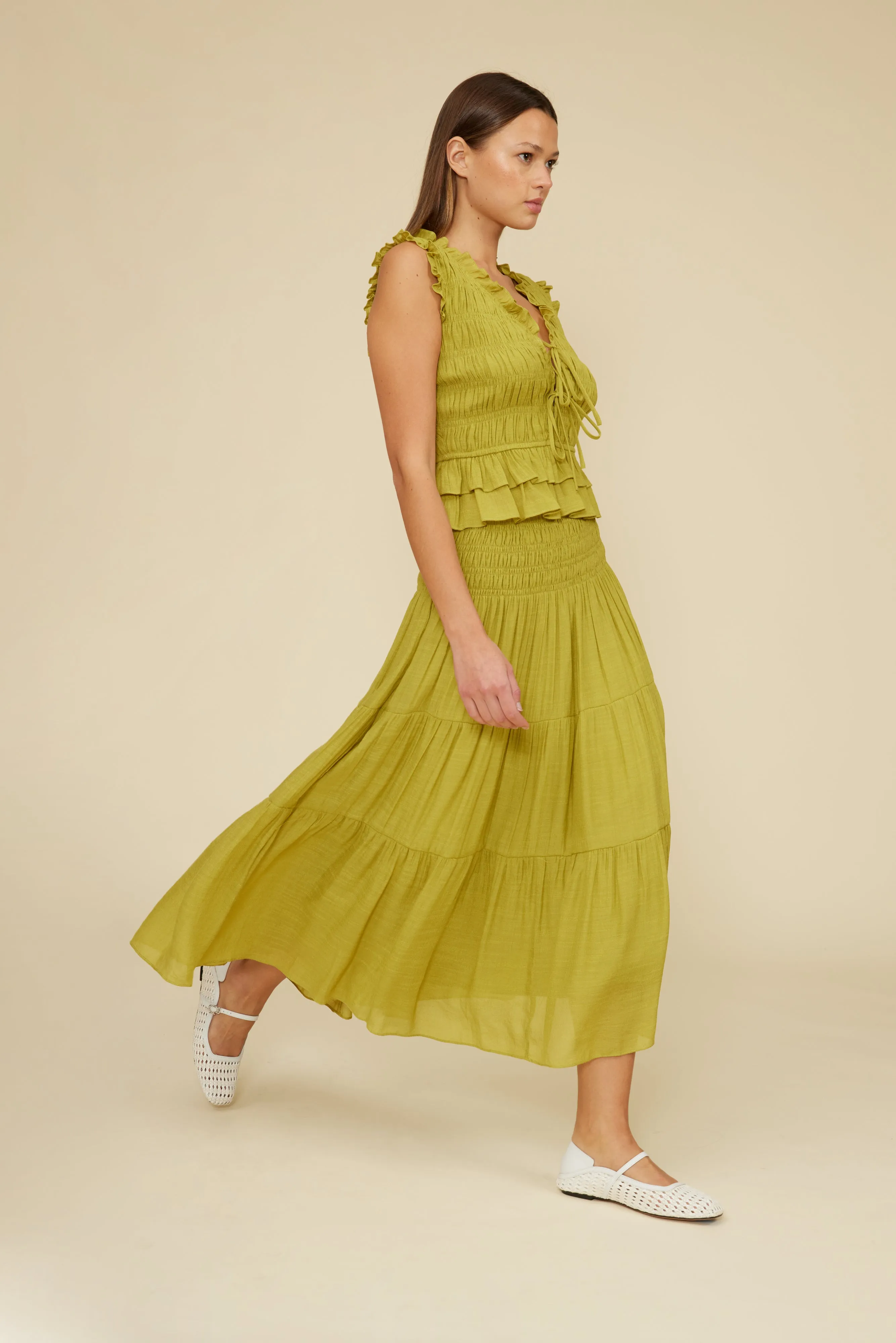 Tropez Smocked Skirt - Chartreuse sold by Lucy Paris product image thumbnail 2