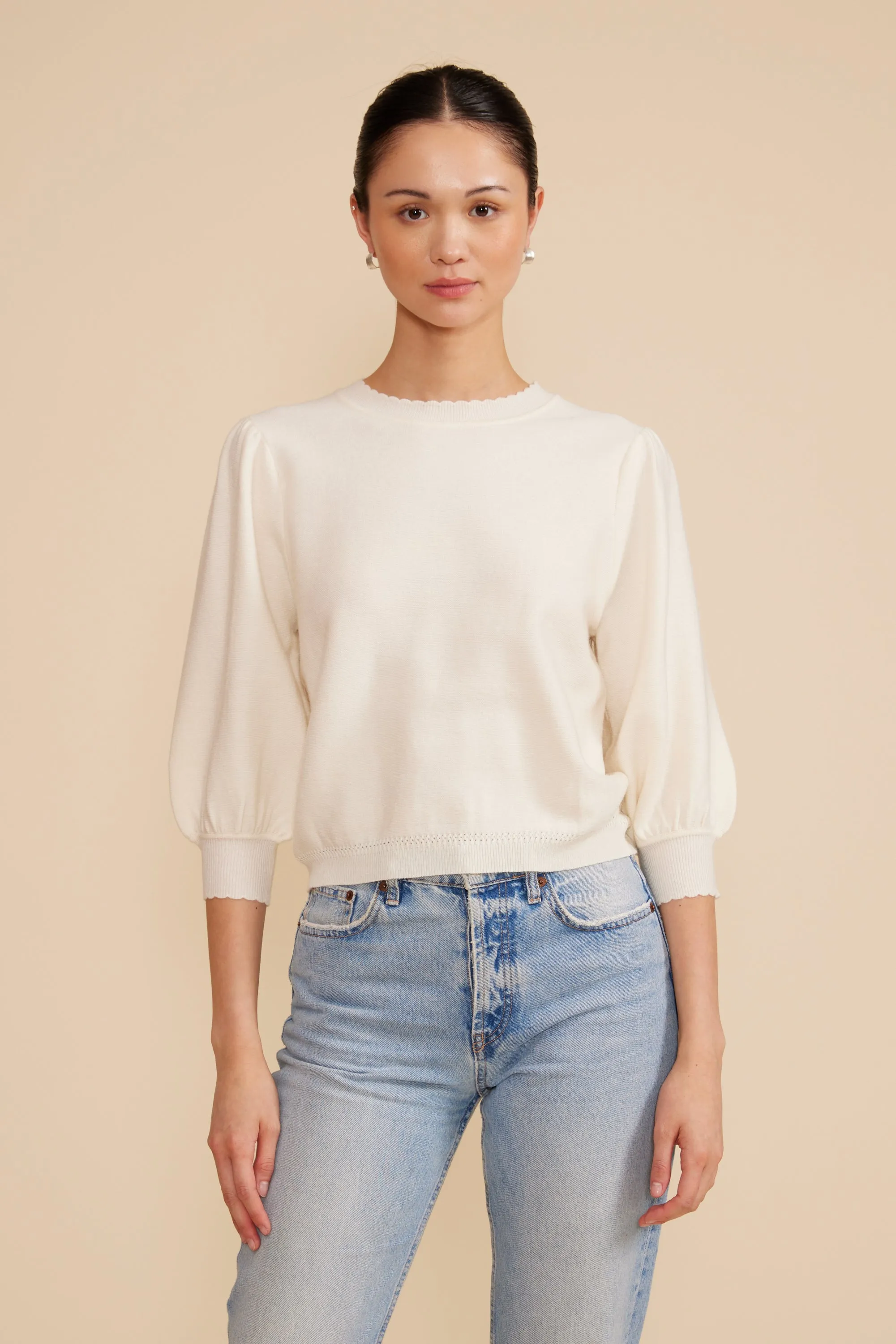 Britt Knit Top - Ivory sold by Lucy Paris
