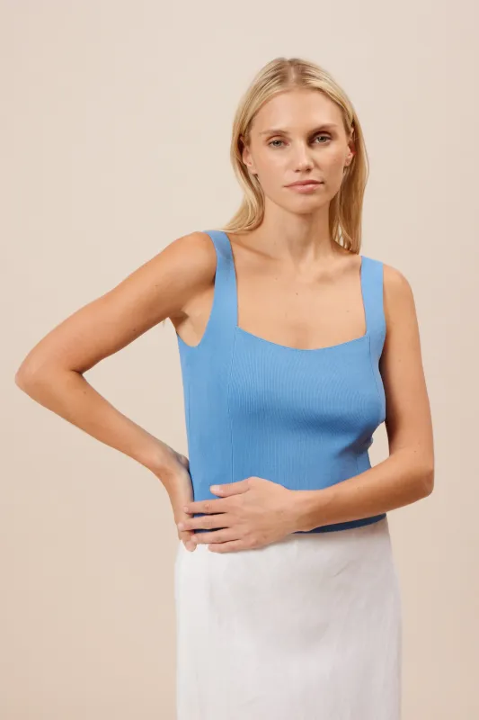 Santorini Knit Top-Blue sold by Lucy Paris