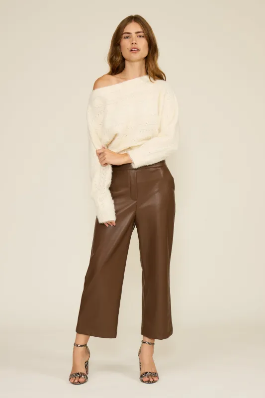 Karen Faux Leather Pant - Brown sold by Lucy Paris