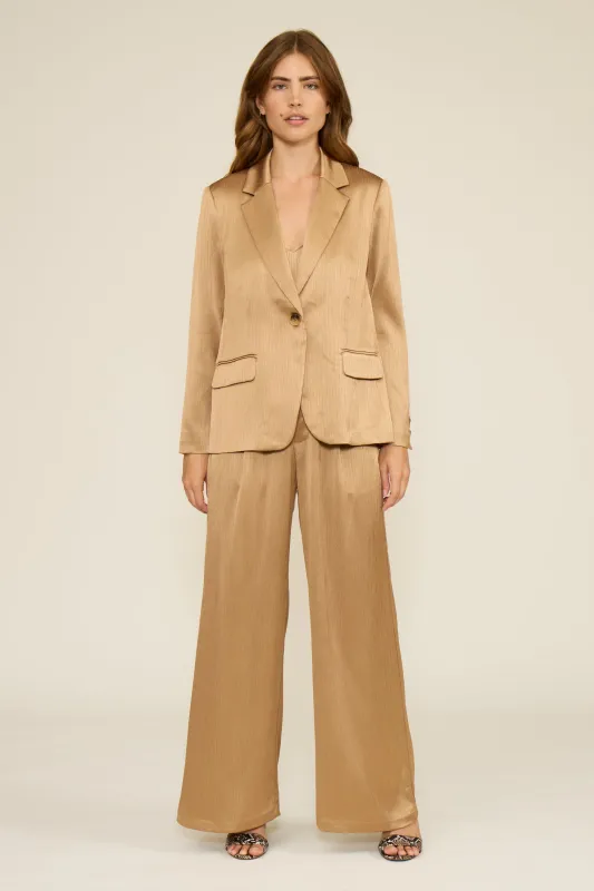 Robbie Textured Satin Pant - Taupe sold by Lucy Paris