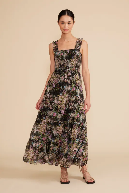 Dylan Smocked Dress - Black Floral sold by Lucy Paris