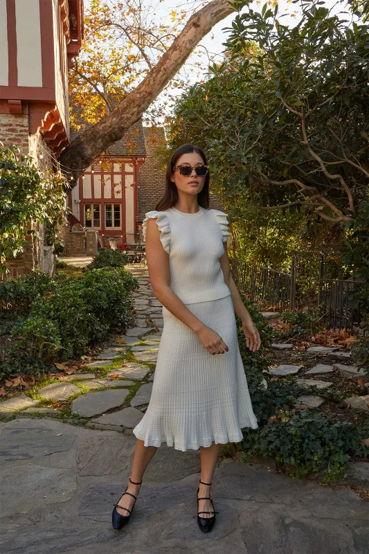 Gene Knit Skirt - Ivory sold by Lucy Paris