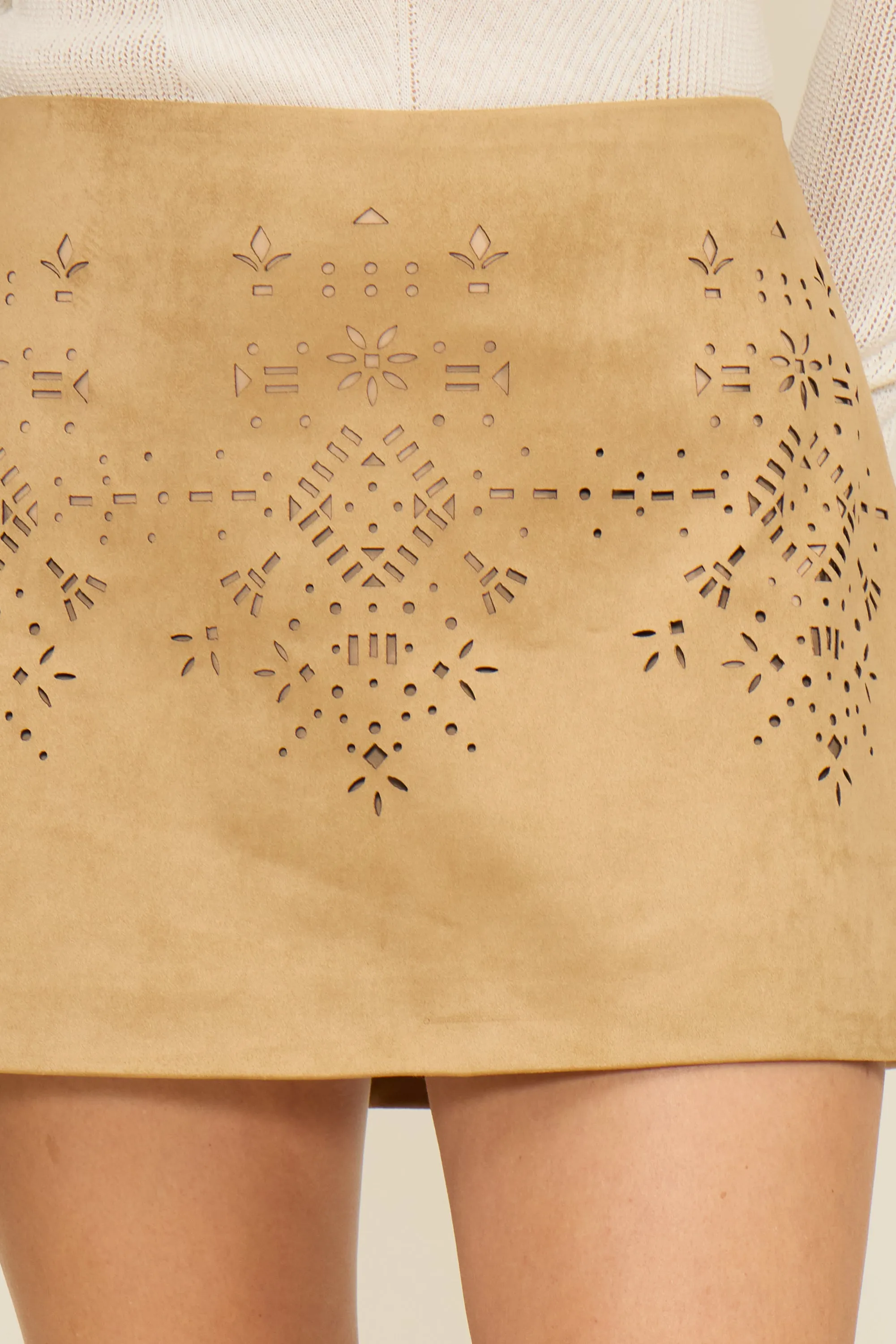 Nia Faux Suede Mini Skirt - Tan sold by Lucy Paris product image thumbnail 2