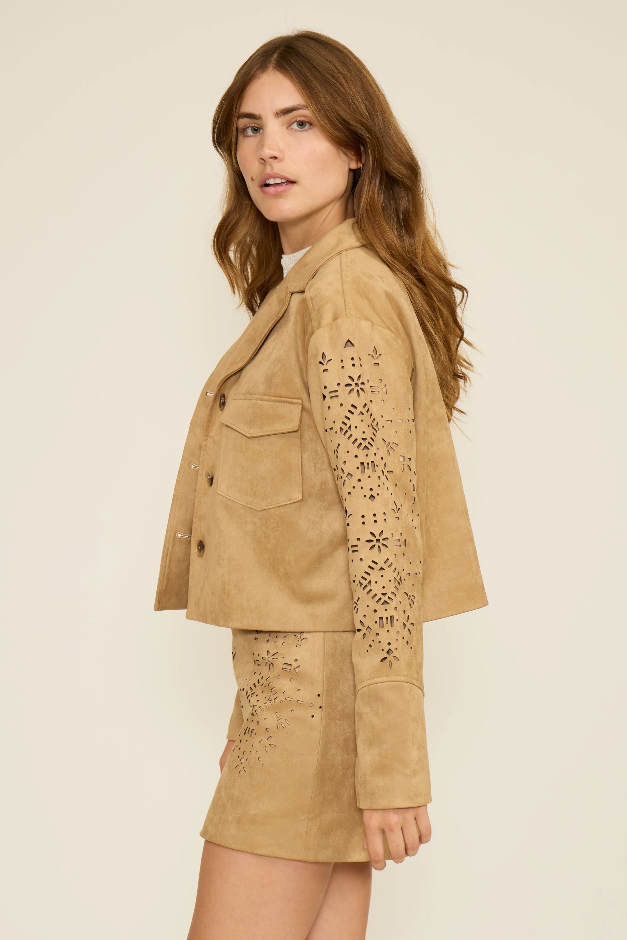 Presley Faux Suede Jacket - Tan sold by Lucy Paris product image thumbnail 3